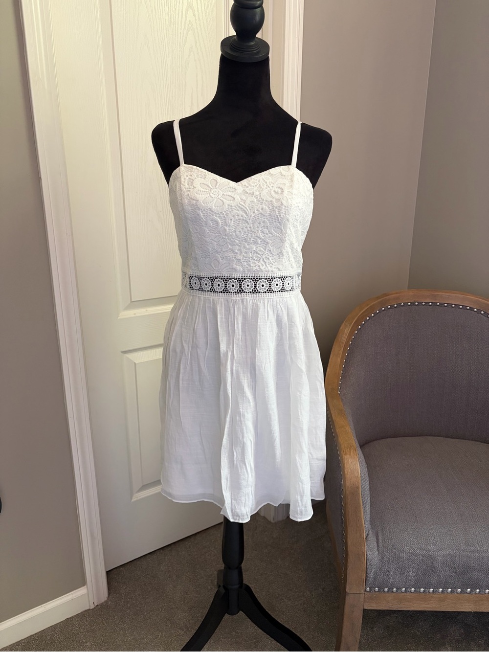 BCX White Lace Spaghetti Strap Mini Dress